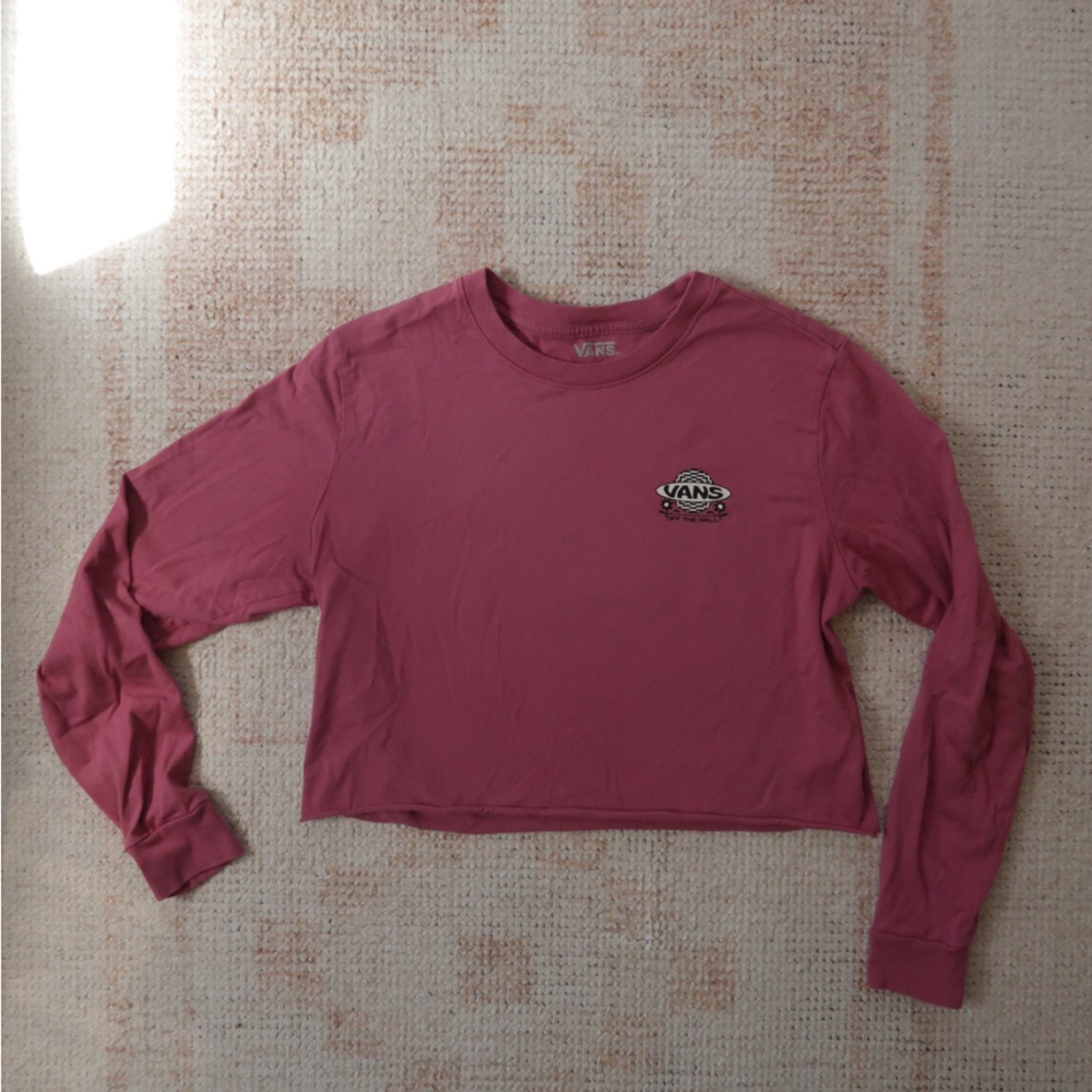 Vans cropped long sleeve shirt size S 100% cotton
